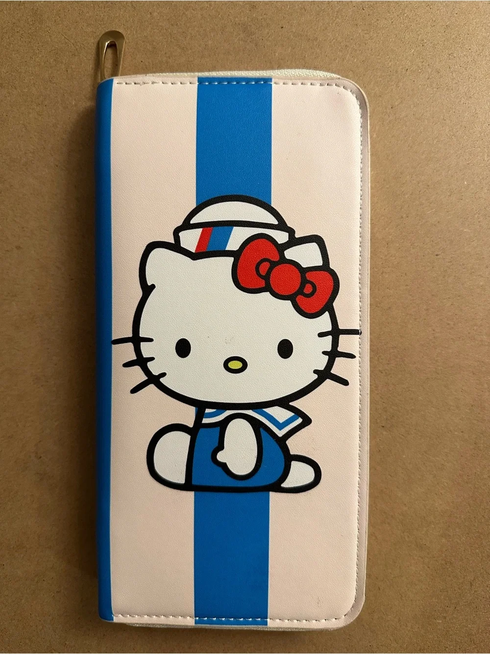 Character Blue and White Stripe Zip Wallet.  NWOT